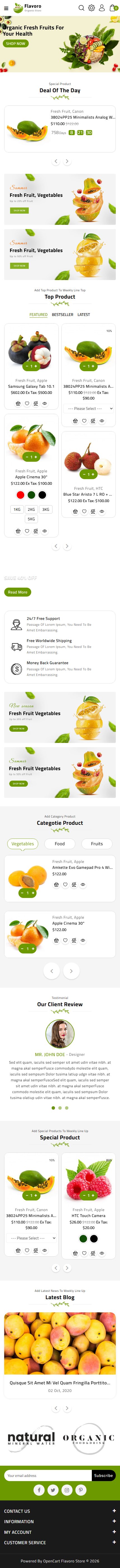 Flavero – Premium Responsive Organic Food OpenCart Theme theme — Mobile preview