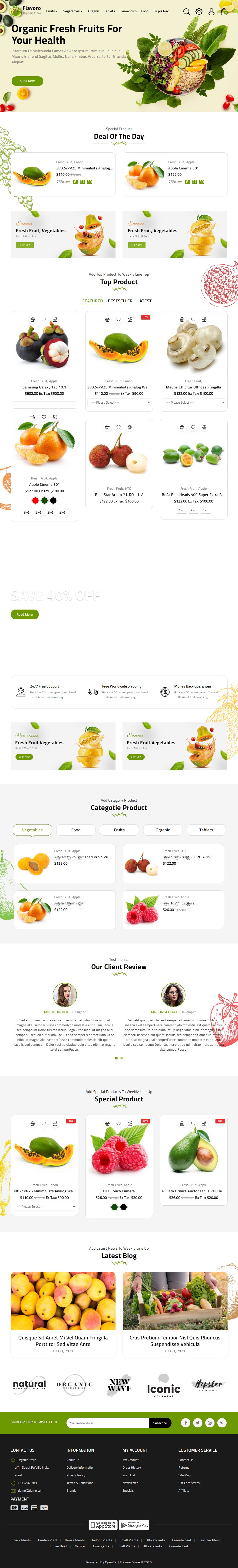Flavero – Premium Responsive Organic Food OpenCart Theme theme — Tablet preview