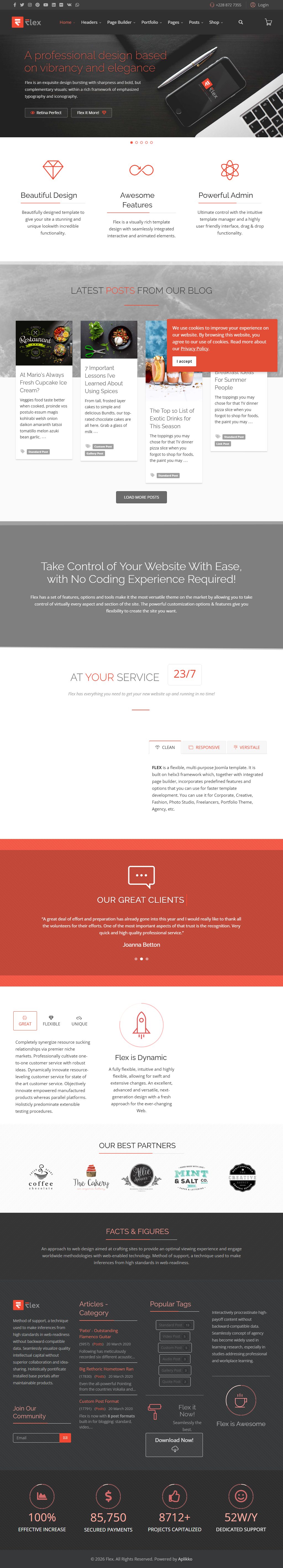 FLEX – Premium Responsive Multi-Purpose Joomla Template theme — Tablet preview