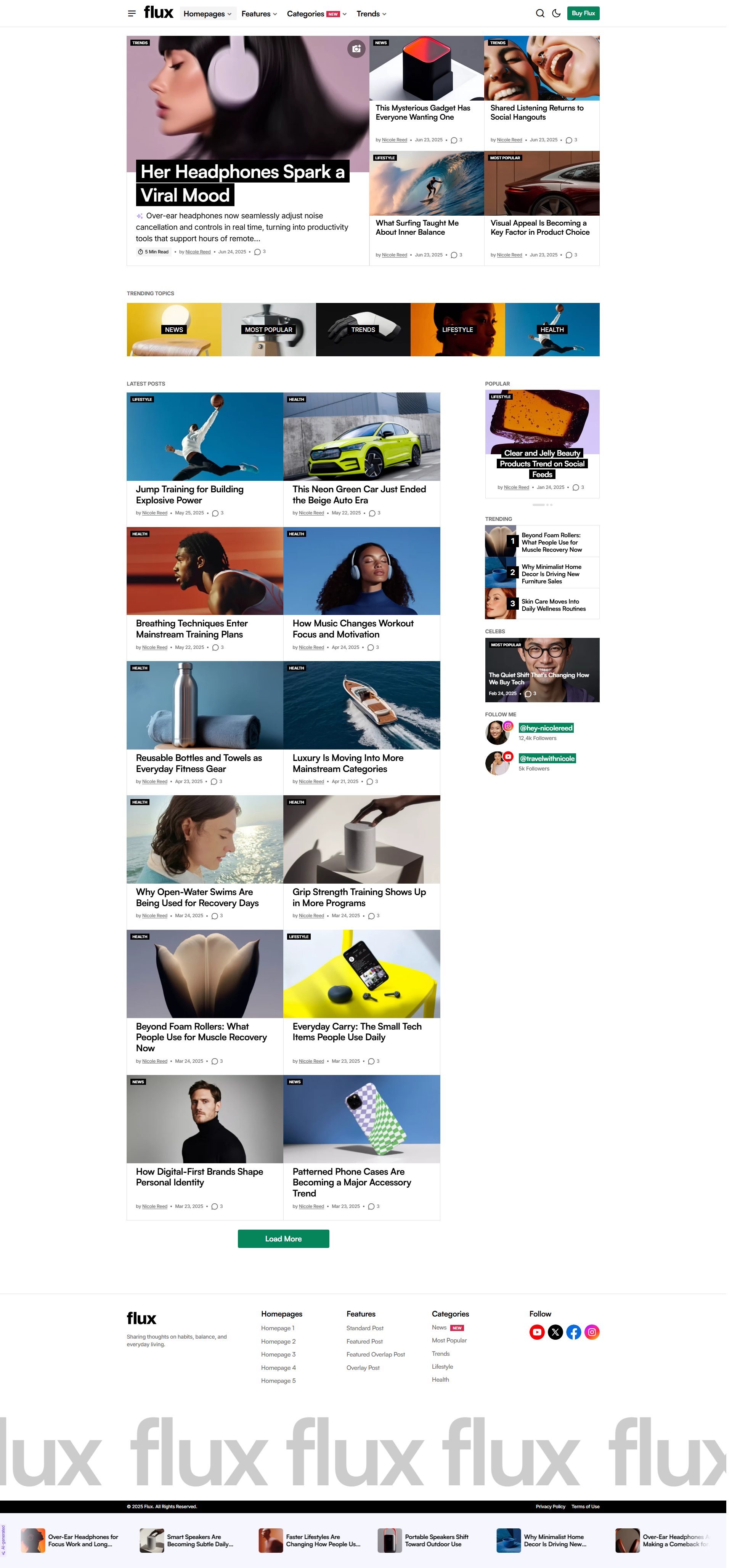 Flux – Premium Responsive AI-Powered Magazine WordPress Theme theme — Desktop preview