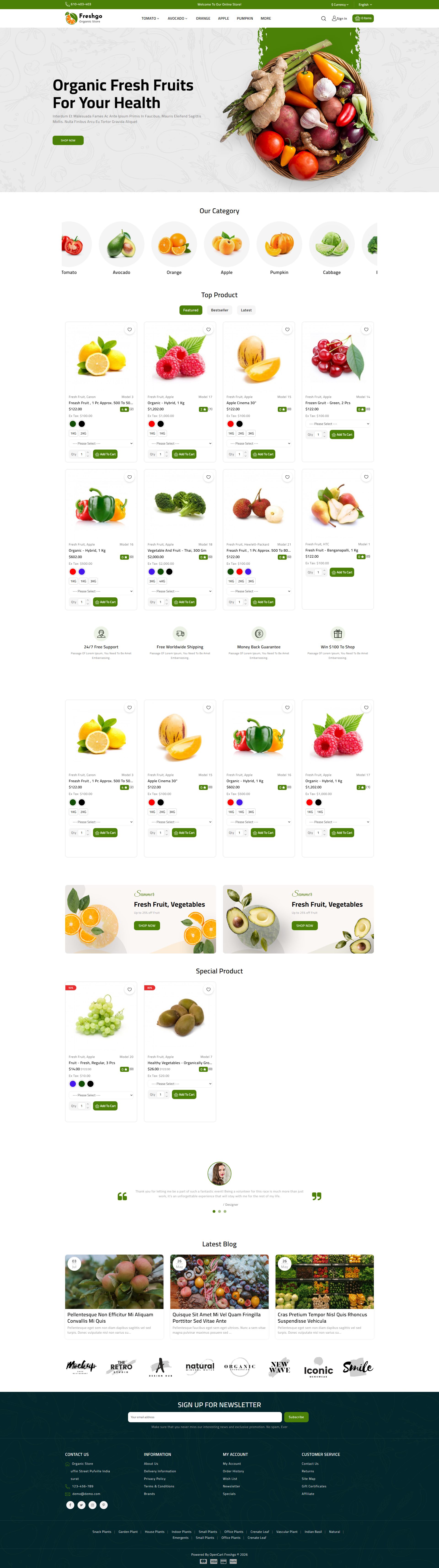 FreshGo – Premium Responsive Organic Supermarket OpenCart Theme theme — Desktop preview