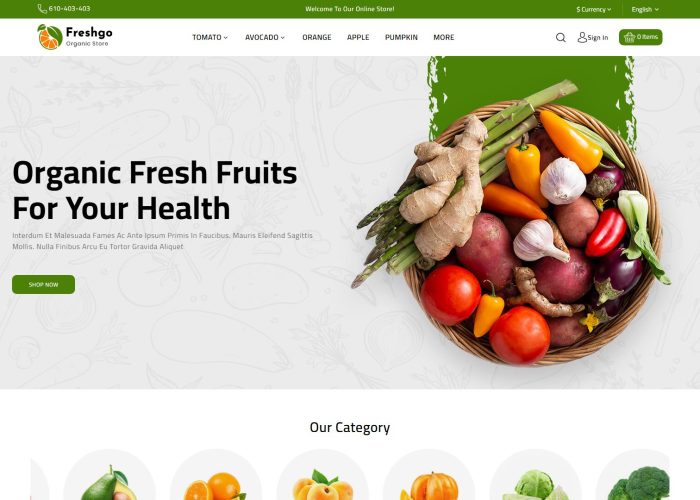 FreshGo – Premium Responsive Organic Supermarket OpenCart Theme