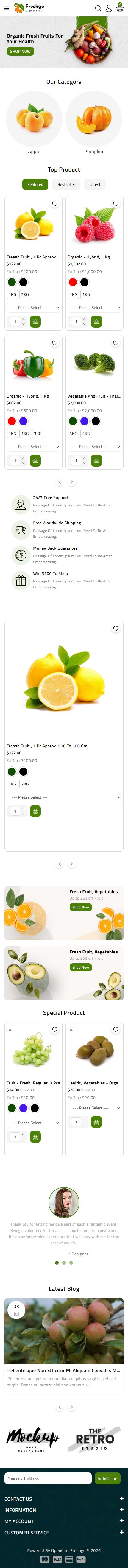 FreshGo – Premium Responsive Organic Supermarket OpenCart Theme theme — Mobile preview
