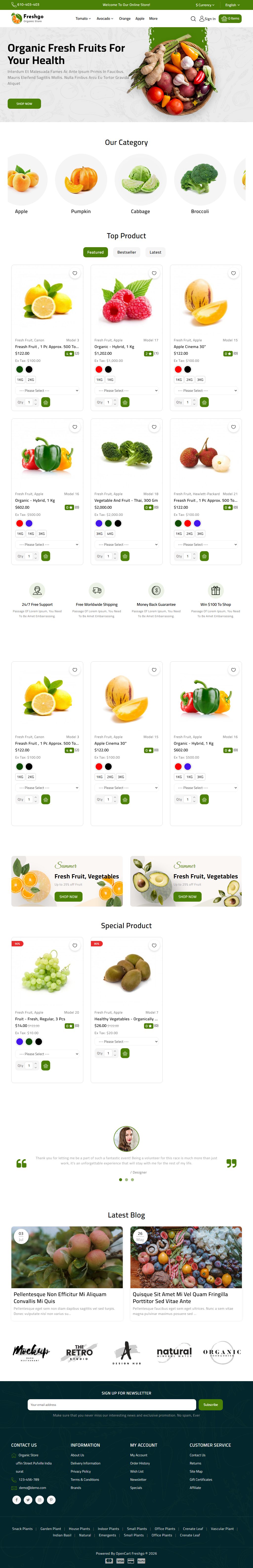 FreshGo – Premium Responsive Organic Supermarket OpenCart Theme theme — Tablet preview