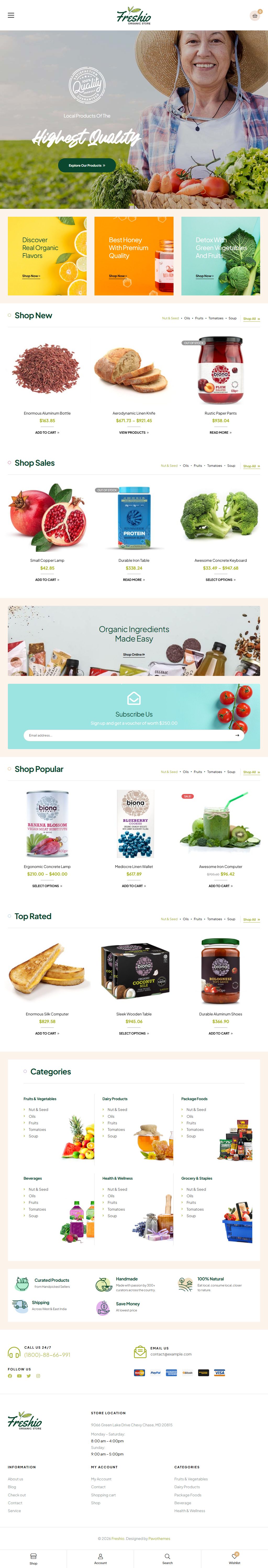 Freshio – Premium Responsive Organic Food Store WordPress Theme theme — Tablet preview