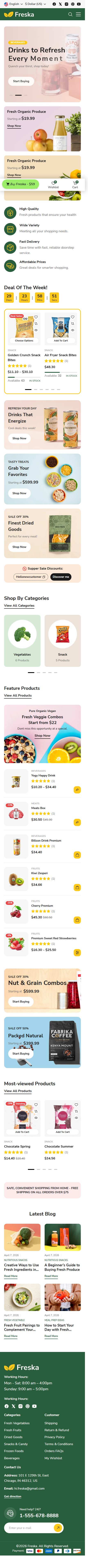 Freska – Premium Responsive Organic Food & Grocery WordPress Theme theme — Mobile preview