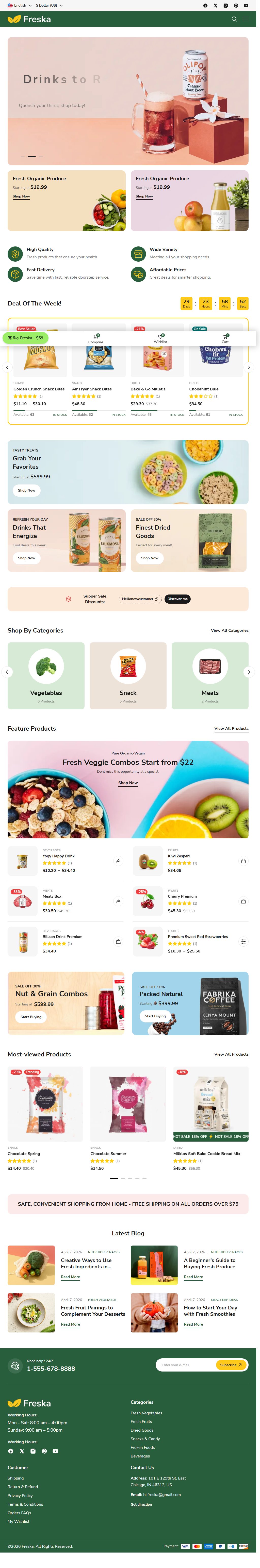 Freska – Premium Responsive Organic Food & Grocery WordPress Theme theme — Tablet preview