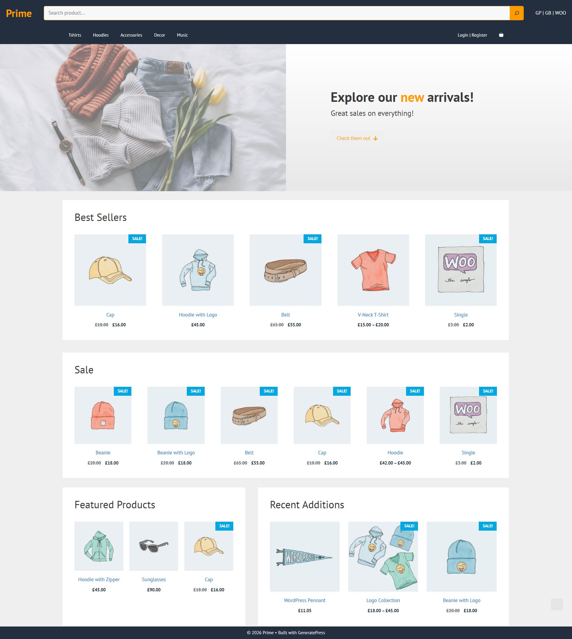 GeneratePress theme — Desktop preview