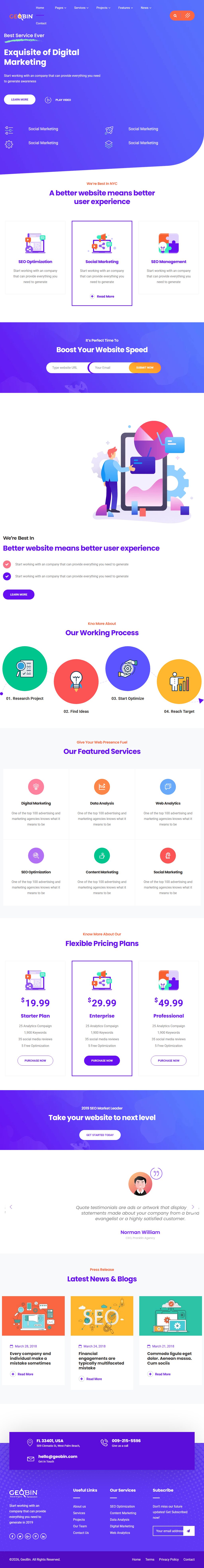 GeoBin – Premium Responsive Digital Marketing Agency WordPress Theme theme — Tablet preview