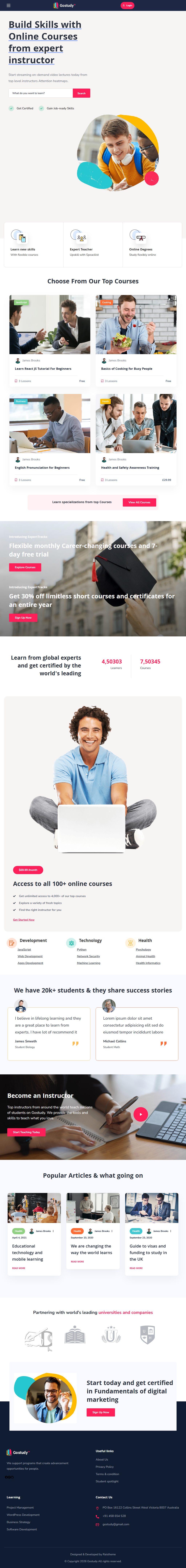 Gostudy – Premium Responsive LearnDash Education WordPress Theme theme — Tablet preview
