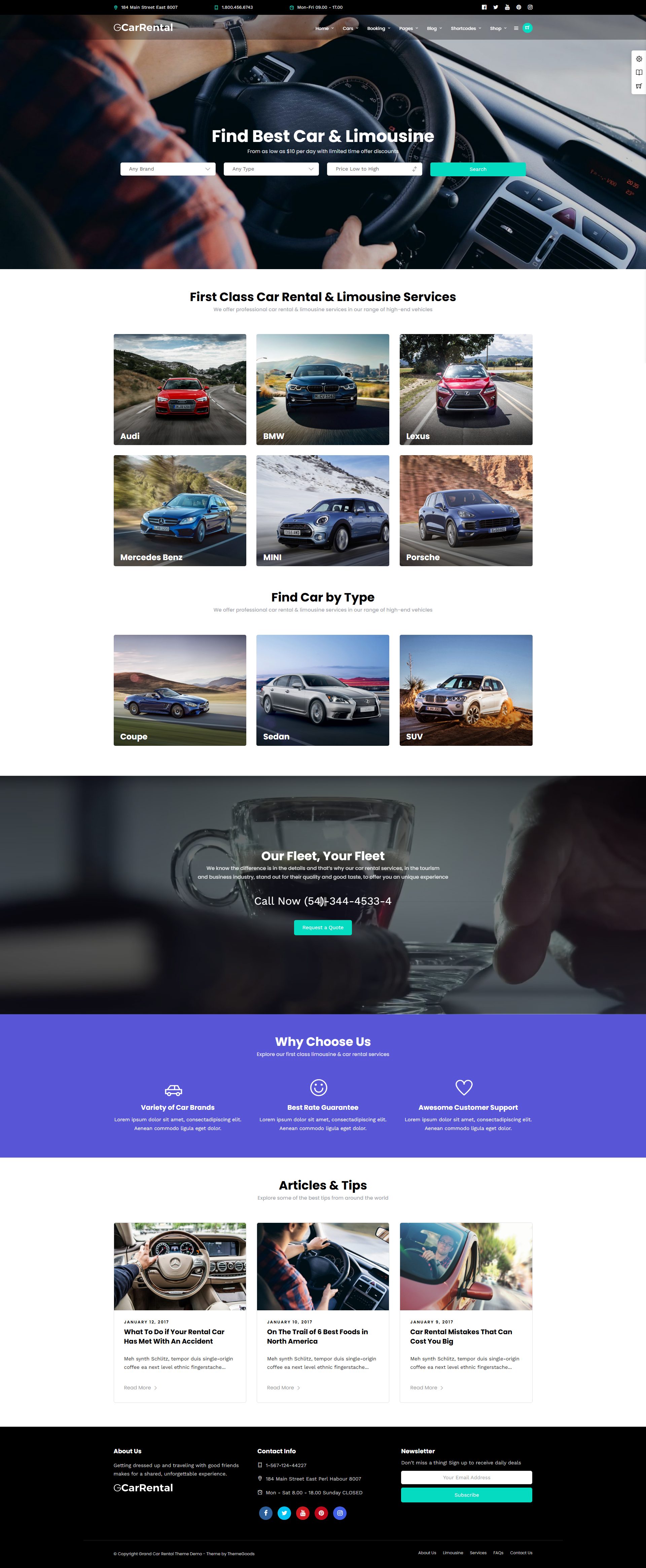 Grand Car Rental – Premium Responsive Car Rental & Limousine WordPress Theme theme — Desktop preview