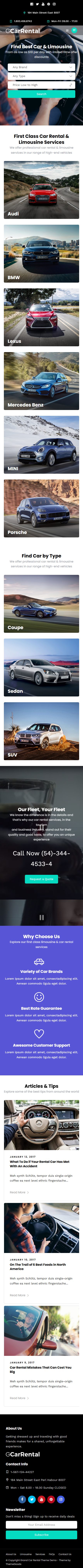 Grand Car Rental – Premium Responsive Car Rental & Limousine WordPress Theme theme — Mobile preview
