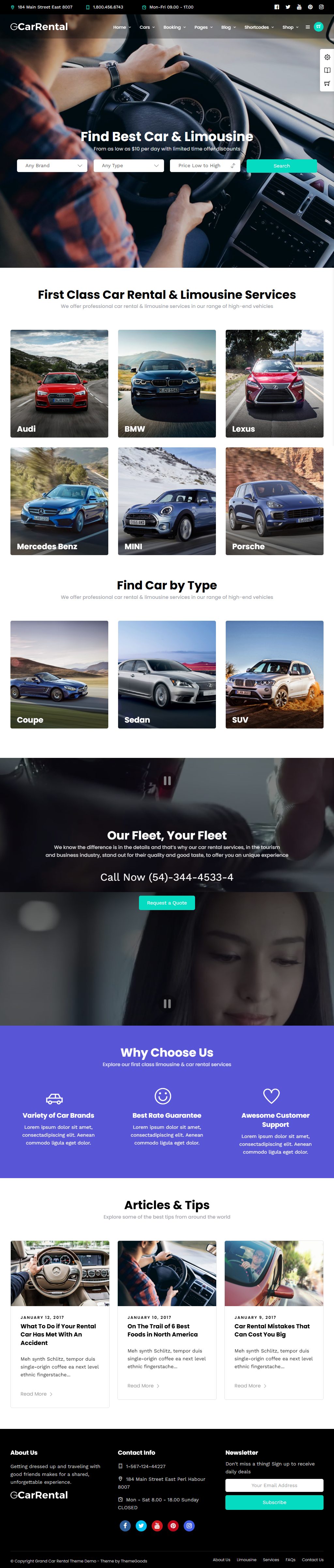 Grand Car Rental – Premium Responsive Car Rental & Limousine WordPress Theme theme — Tablet preview