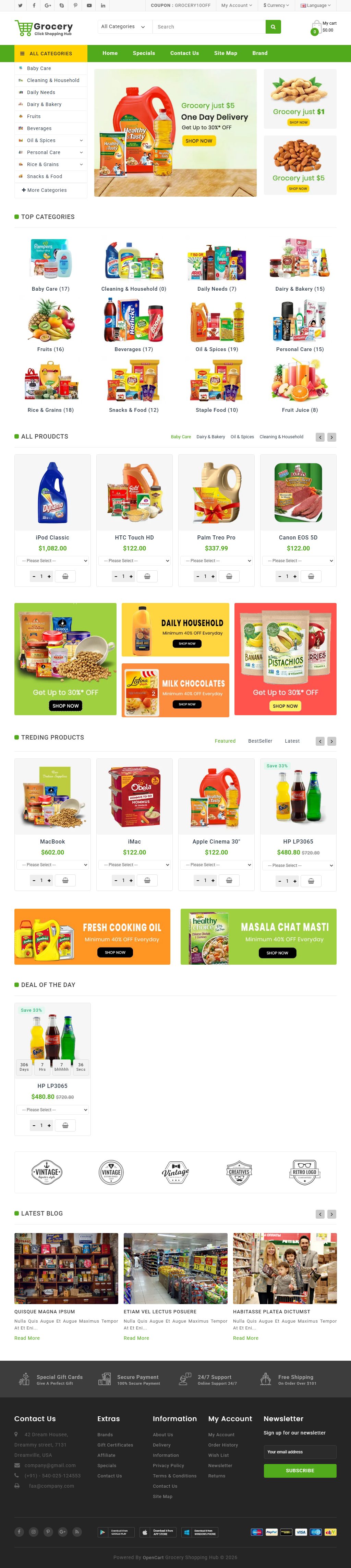 Grocery & Shopping – Premium Responsive Multistore Grocery OpenCart Theme theme — Tablet preview