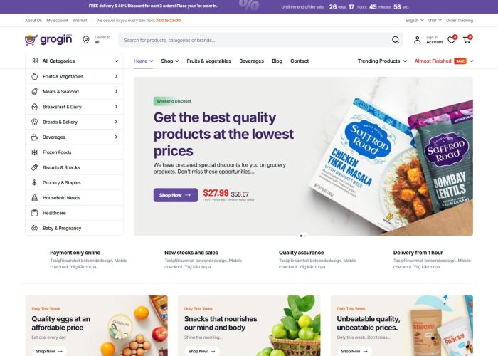 Grogin – Premium Responsive Grocery Store WooCommerce WordPress Theme