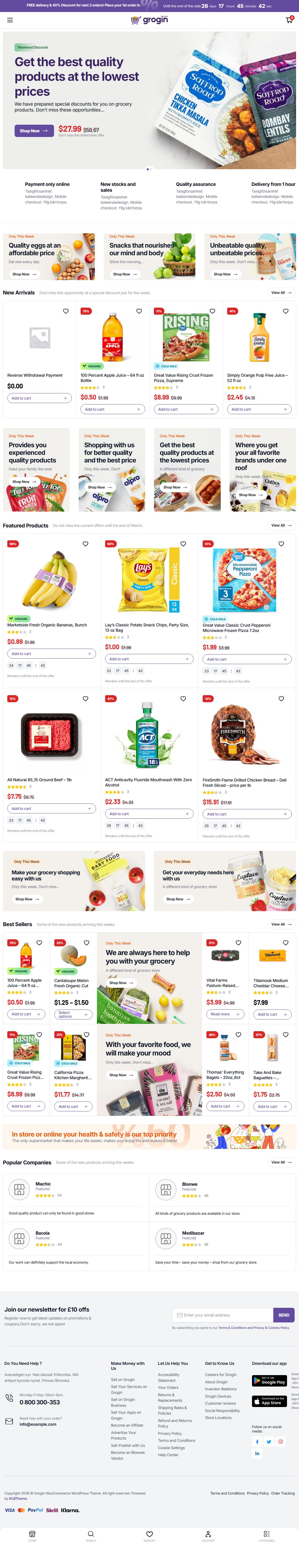 Grogin – Premium Responsive Grocery Store WooCommerce WordPress Theme theme — Tablet preview