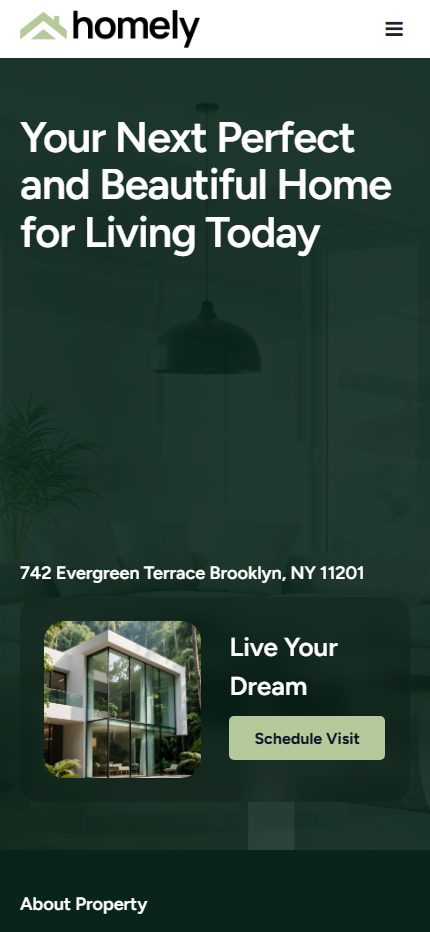 Homely – Premium Responsive Single Property Real Estate HTML5 Template theme — Mobile preview