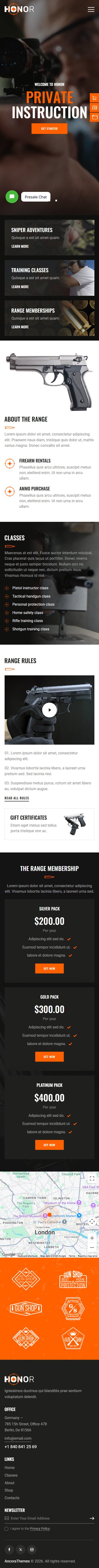 Honor – Premium Responsive Shooting Club & Gun Store WordPress Theme theme — Mobile preview