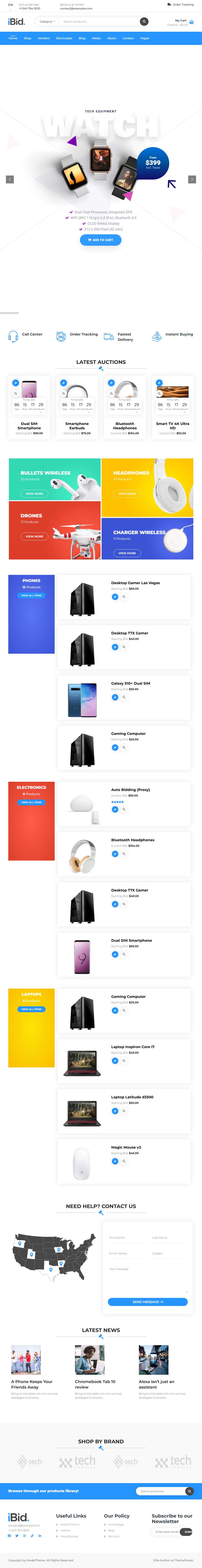 iBid – Premium Responsive Multi Vendor Auctions WordPress Theme theme — Tablet preview