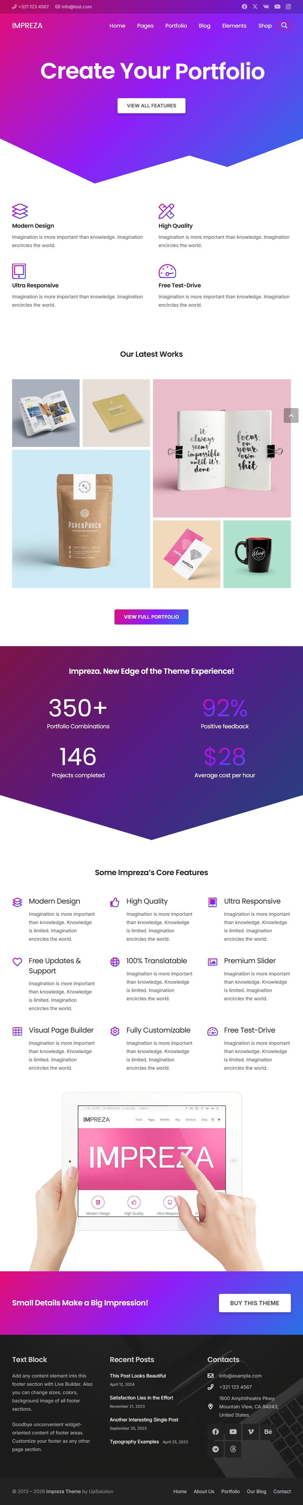 Impreza – Premium Responsive Multipurpose WordPress Theme theme — Tablet preview