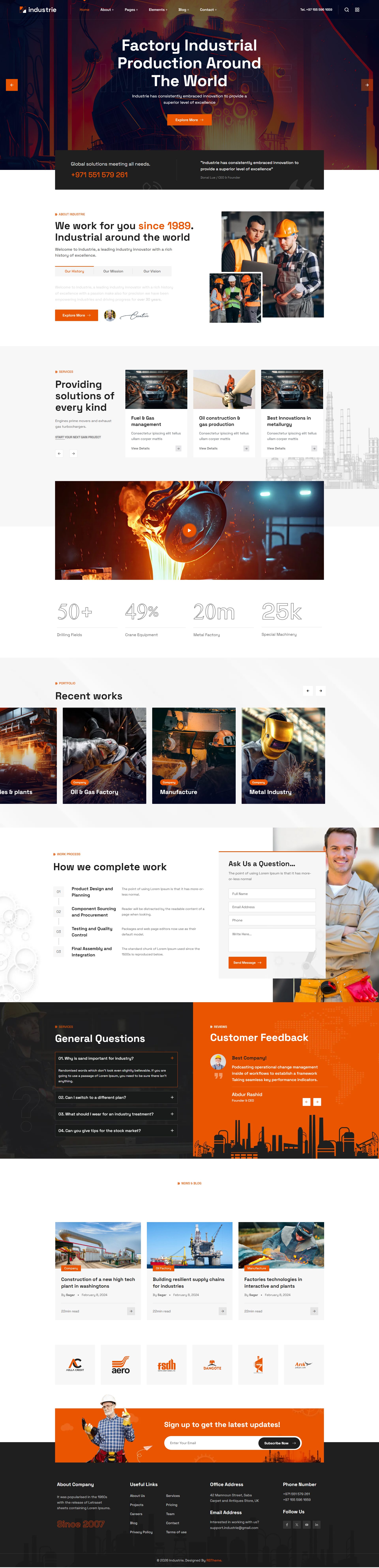 Industrie – Premium Responsive Factory & Industry WordPress Theme theme — Desktop preview
