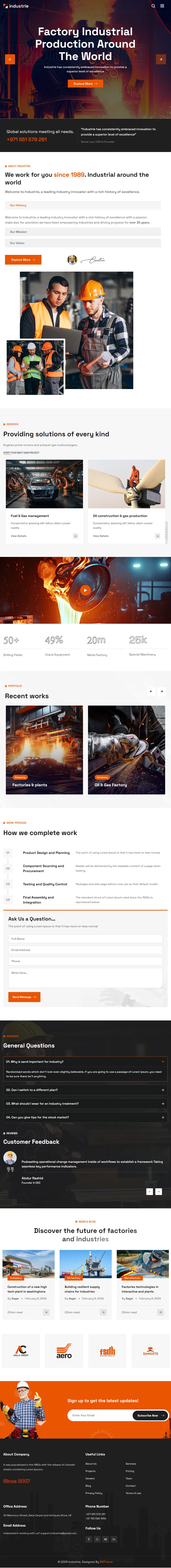Industrie – Premium Responsive Factory & Industry WordPress Theme theme — Tablet preview