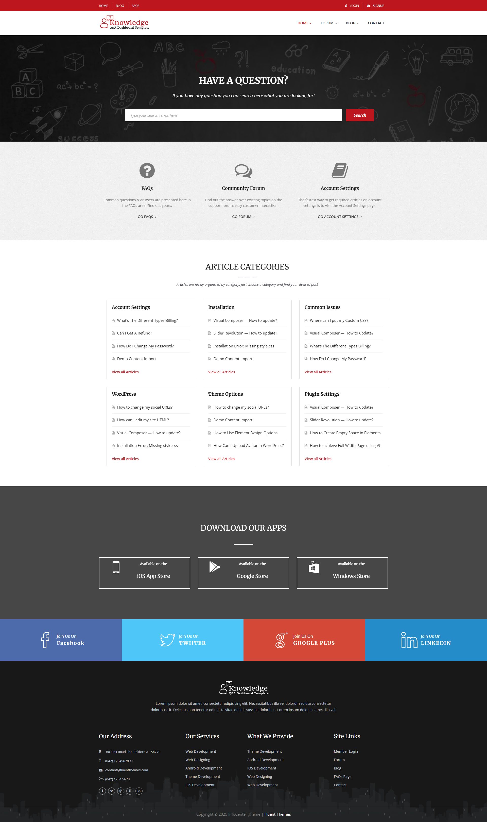 InfoCenter – Premium Responsive Knowledge Base & Q&A WordPress Theme theme — Desktop preview