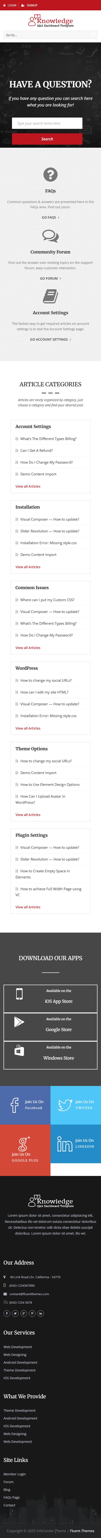 InfoCenter – Premium Responsive Knowledge Base & Q&A WordPress Theme theme — Mobile preview