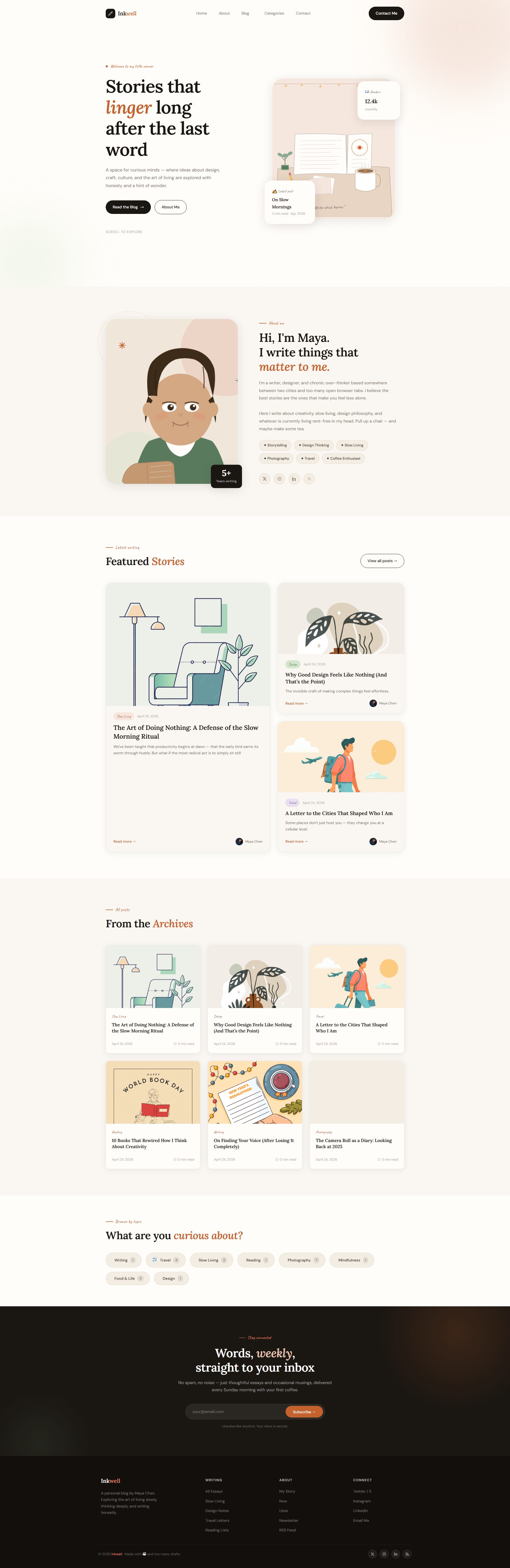 Inkwell – Premium Responsive Minimal Personal Blog WordPress Theme theme — Desktop preview
