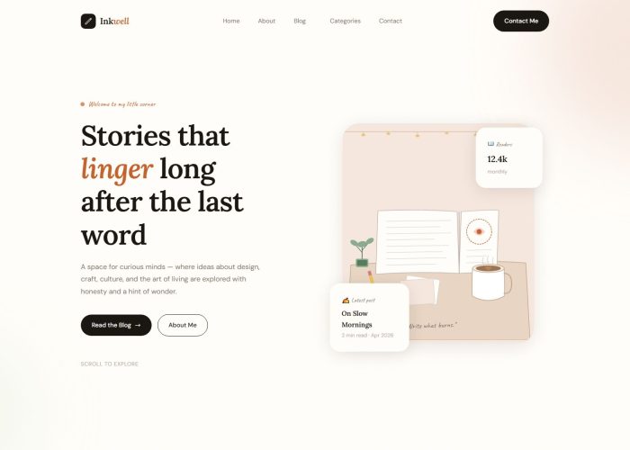 Inkwell – Premium Responsive Minimal Personal Blog WordPress Theme