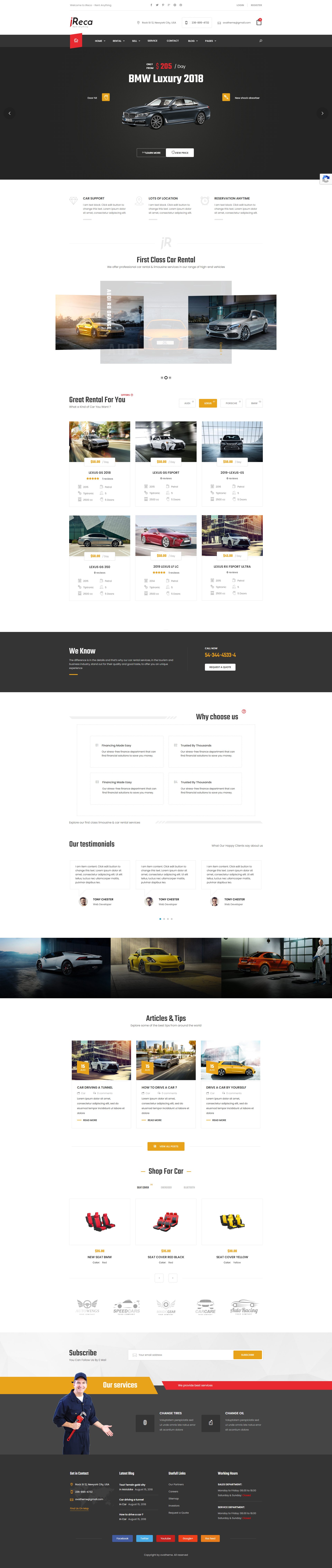 Ireca – Premium Responsive Car Rental WordPress Theme theme — Desktop preview