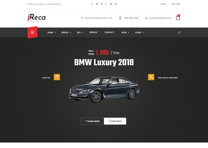 Ireca – Premium Responsive Car Rental WordPress Theme