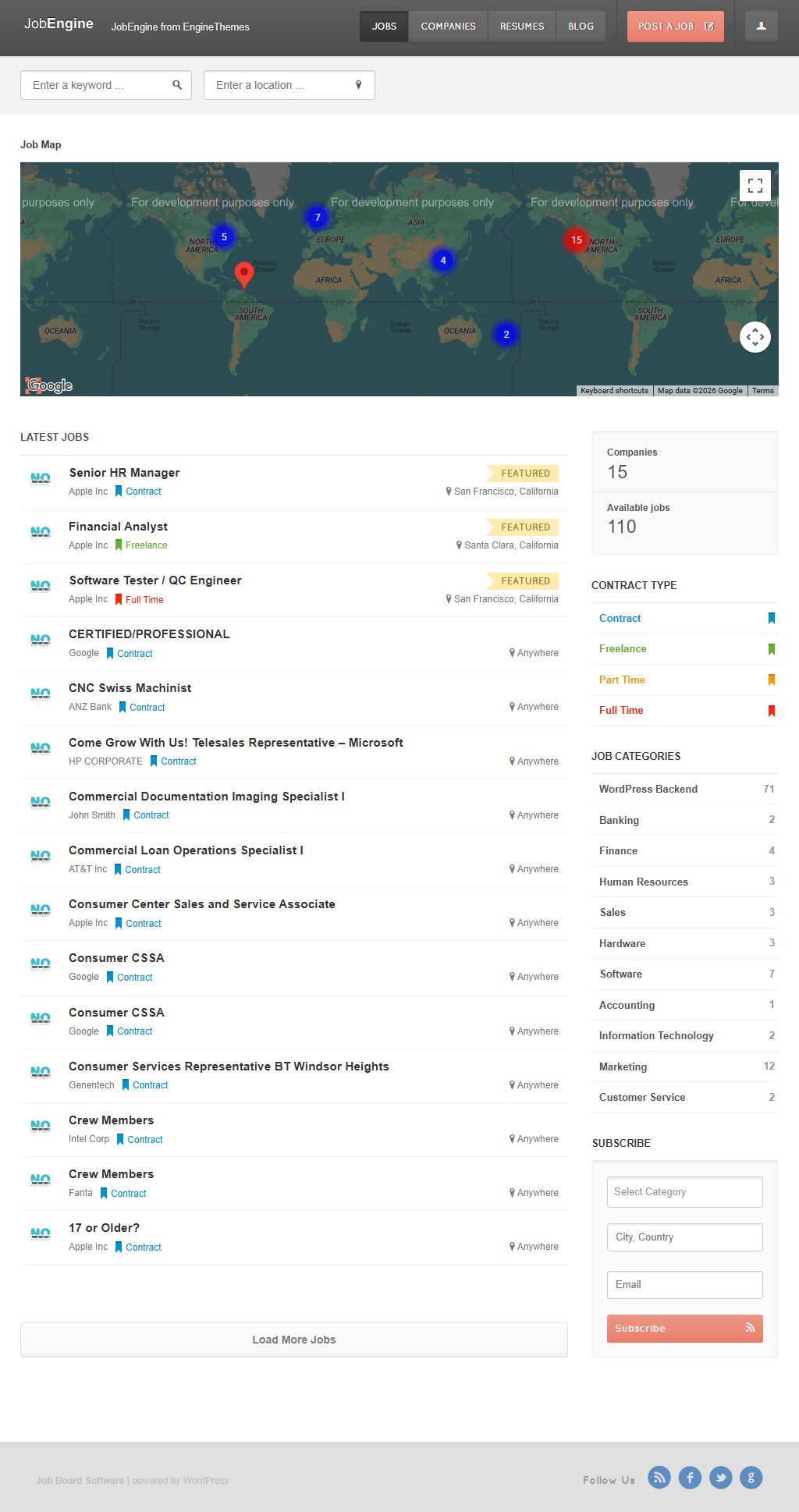 JobEngine Review theme — Tablet preview