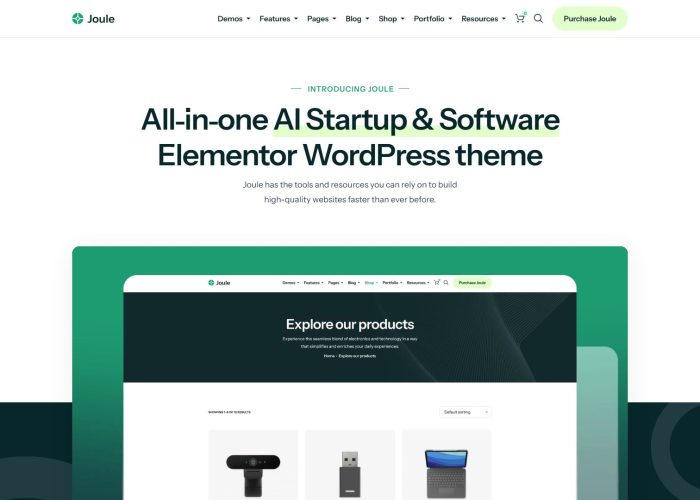 Joule – AI Startup Software Elementor WordPress Theme