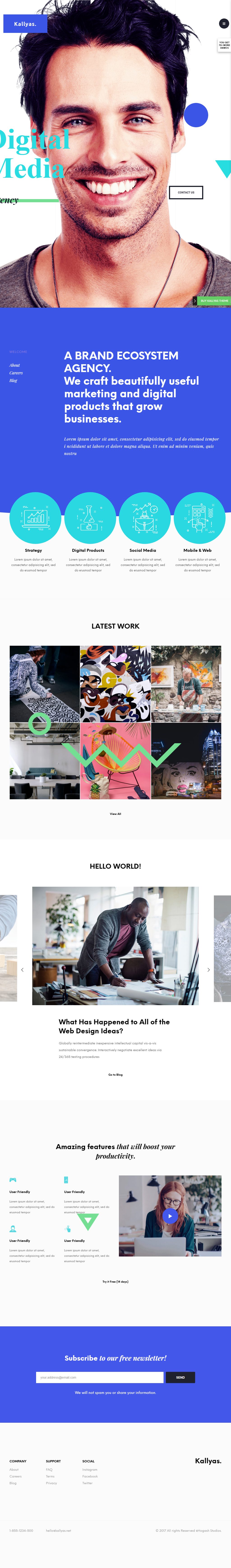 Kallyas – Premium Responsive One Page Parallax WordPress Theme theme — Tablet preview