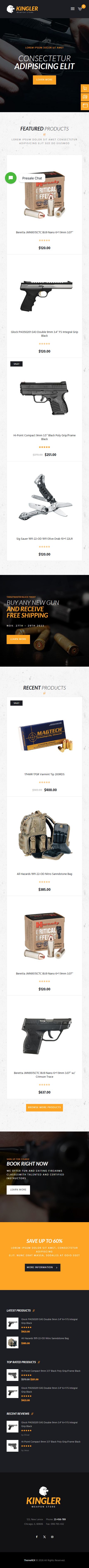 Kingler – Premium Responsive Weapon Store & Gun Training WordPress Theme theme — Mobile preview