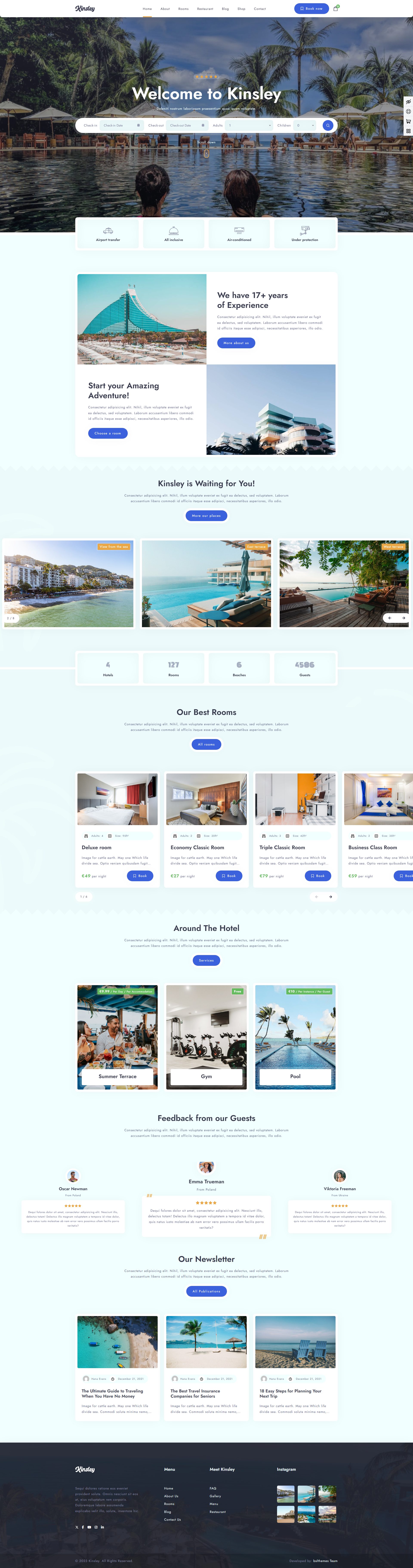 Kinsley – Premium Responsive Hotel Booking WordPress Theme theme — Desktop preview