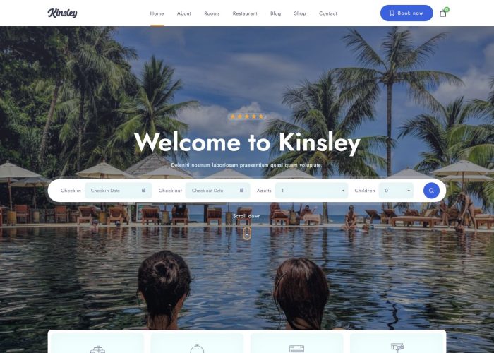 Kinsley – Premium Responsive Hotel Booking WordPress Theme