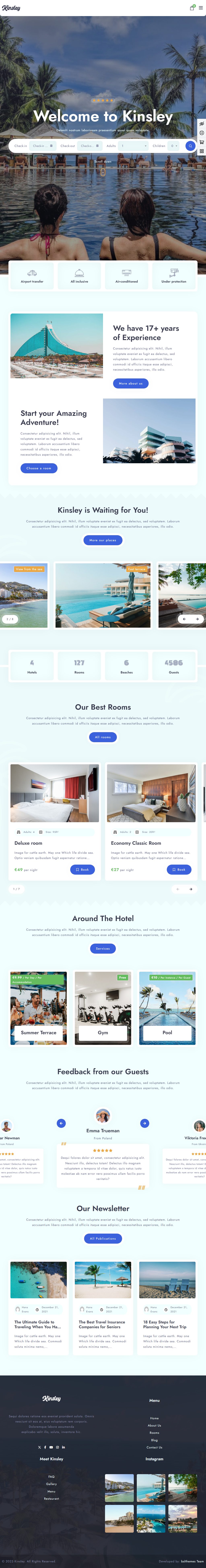 Kinsley – Premium Responsive Hotel Booking WordPress Theme theme — Tablet preview