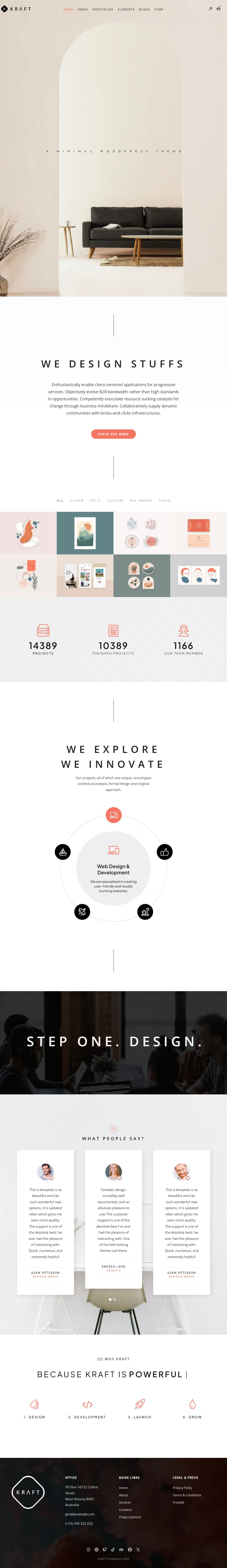 Kraft – Premium Responsive Minimalist Agency & Portfolio WordPress Theme theme — Tablet preview