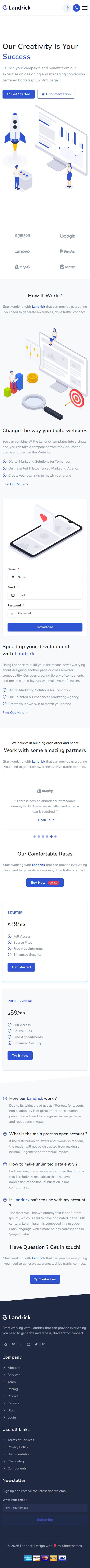 Landrick – Premium Responsive SaaS Landing and Admin Bootstrap 5 HTML5 Template theme — Mobile preview