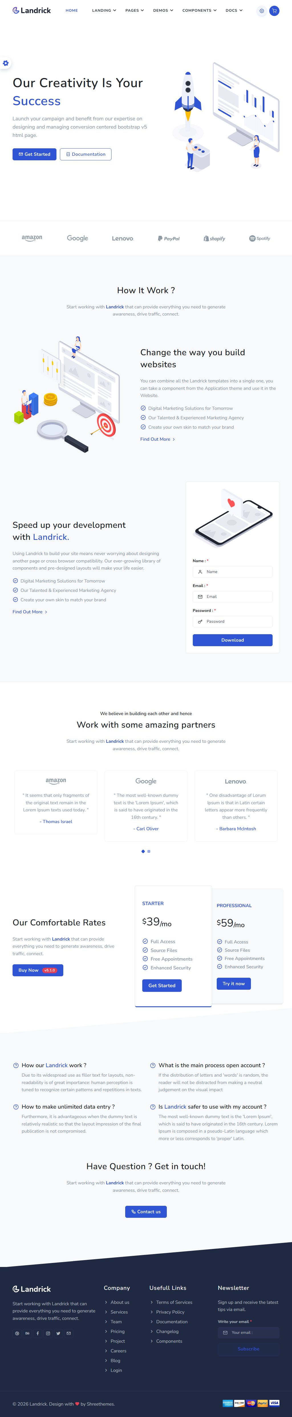 Landrick – Premium Responsive SaaS Landing and Admin Bootstrap 5 HTML5 Template theme — Tablet preview