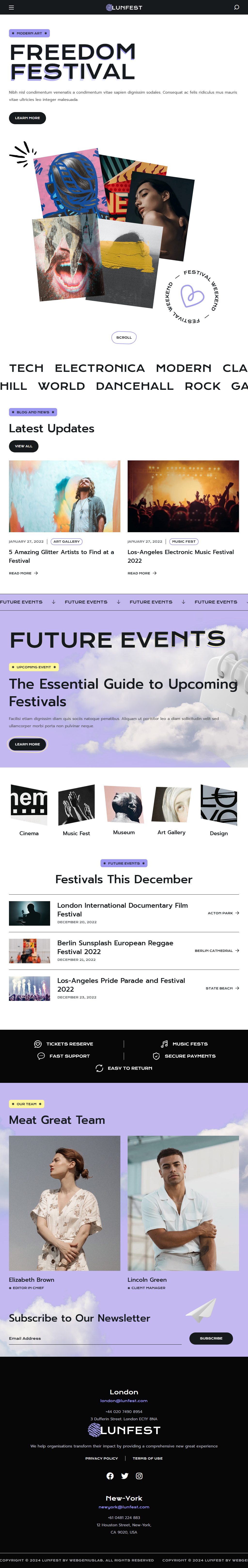 Lunfest – Premium Responsive Festival and Concert WordPress Theme theme — Tablet preview