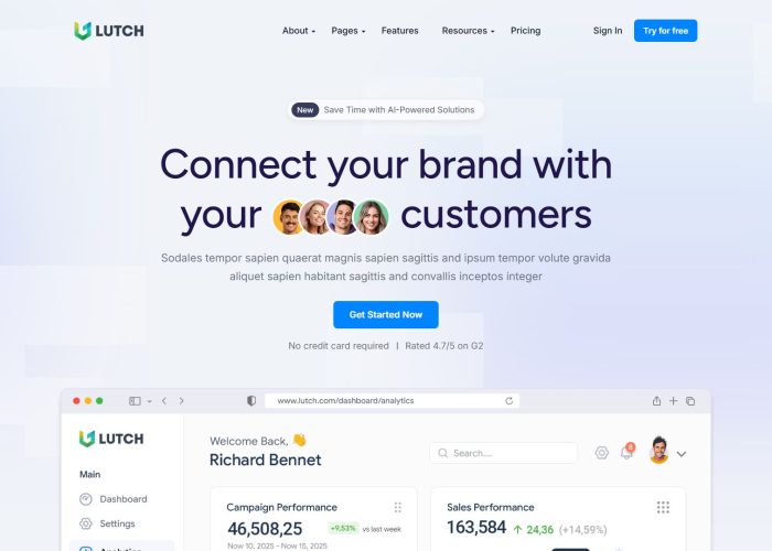 Lutch – Premium Responsive SaaS & Software Startup HTML5 Template