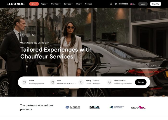 LuxRide – Premium Responsive Chauffeur & Car Rental WordPress Theme