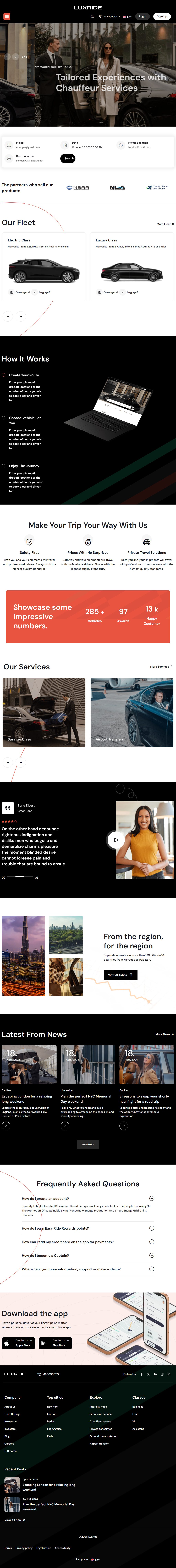 LuxRide – Premium Responsive Chauffeur & Car Rental WordPress Theme theme — Tablet preview