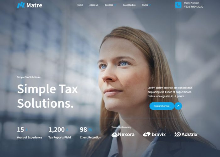 Matre – Premium Responsive Accounting & Tax Services HTML5 Template