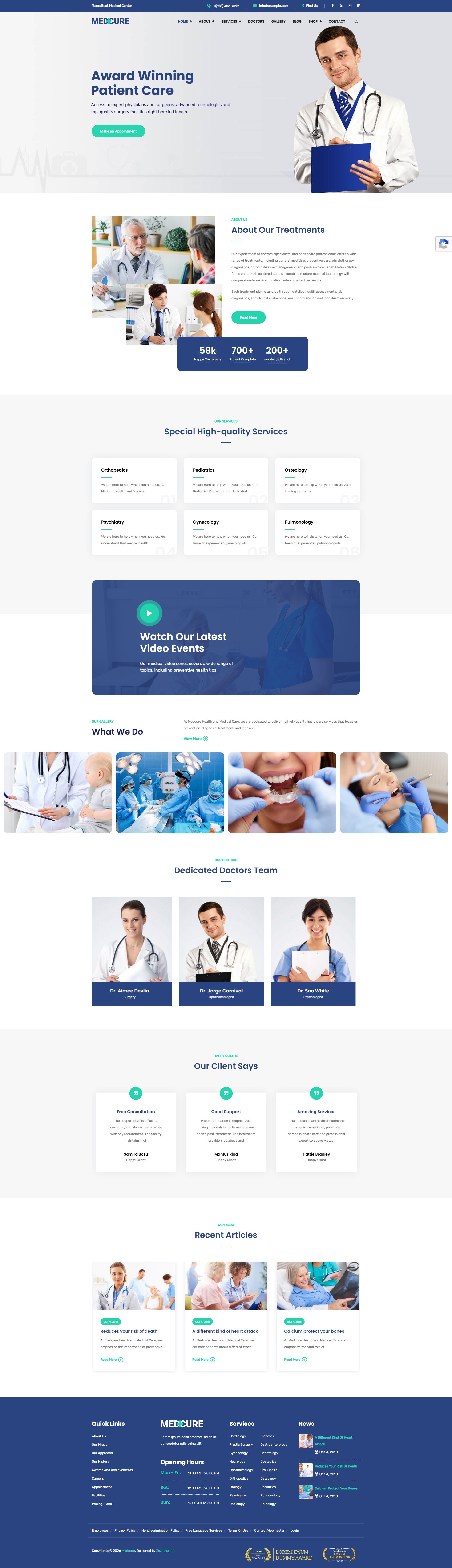 Medcure Doctor WordPress Theme