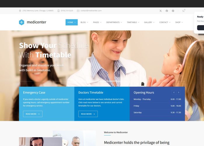 MediCenter – Premium Responsive Medical Clinic WordPress Theme