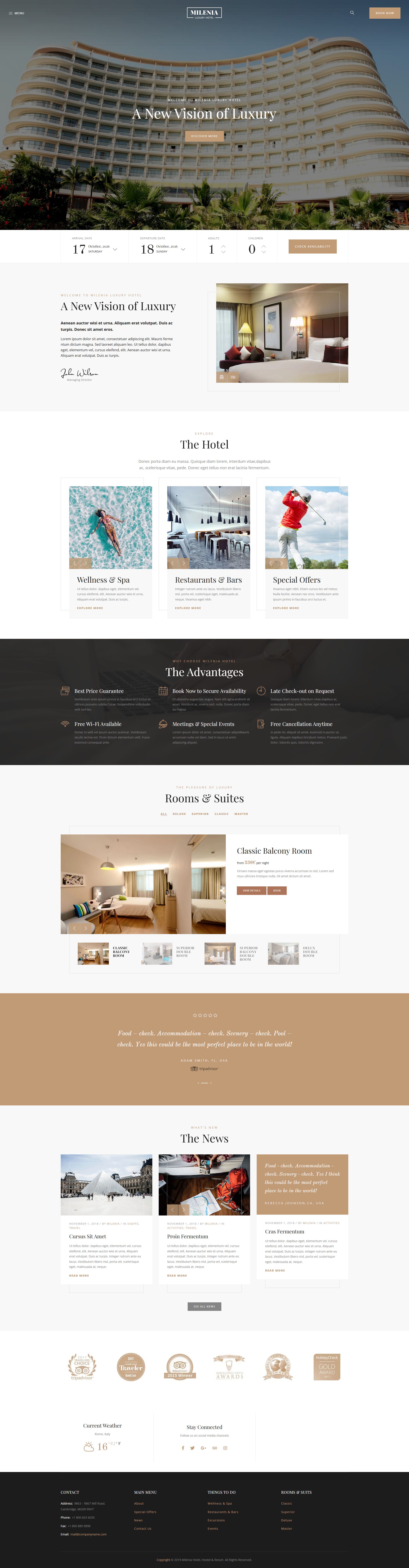 Milenia – Premium Responsive Hotel Booking WordPress Theme theme — Desktop preview